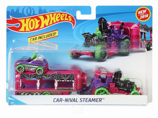 Set camion si masina sport hot wheels car nival steamer