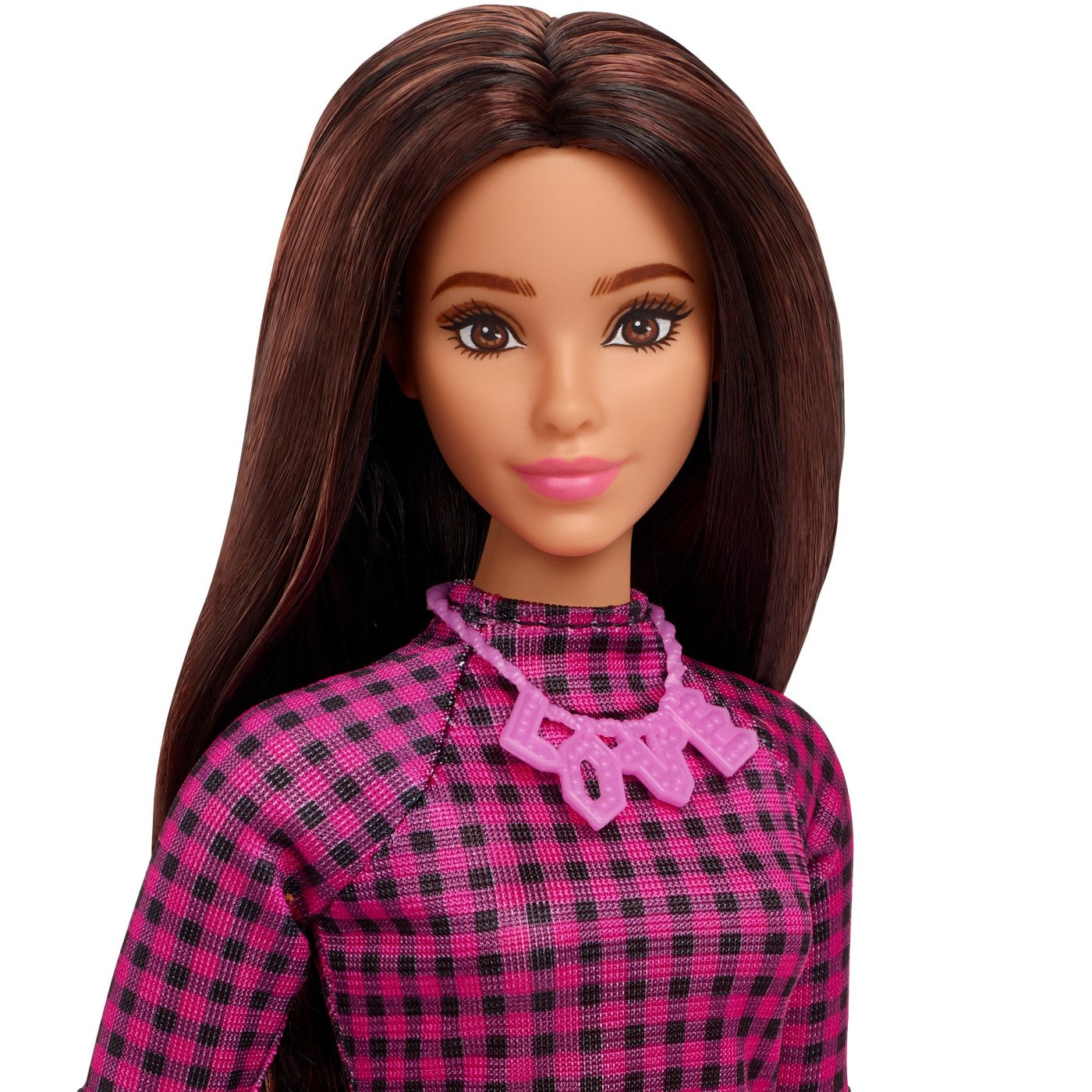 Papusa barbie fashionista satena cu rochie mov