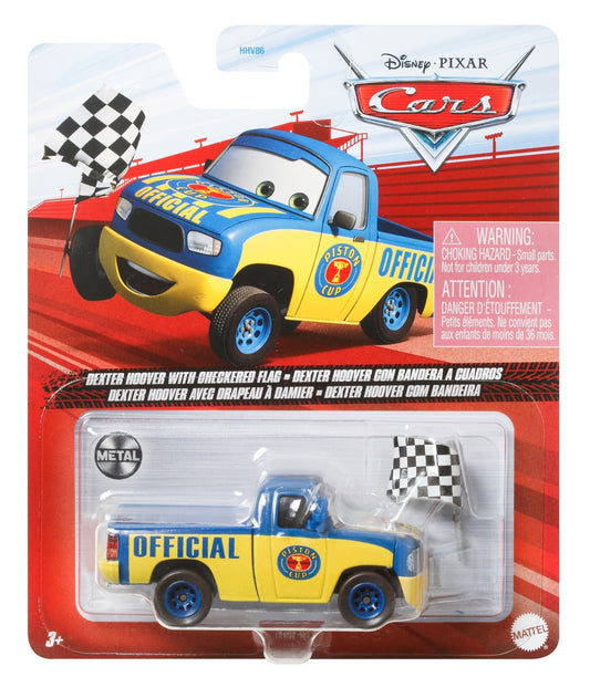 Masinuta metalica cars3 personajul dexter hoover cu steag de finish