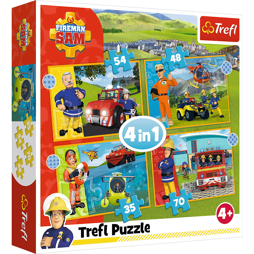 Puzzle trefl 4in1 pompierul sam -  curajosul sam