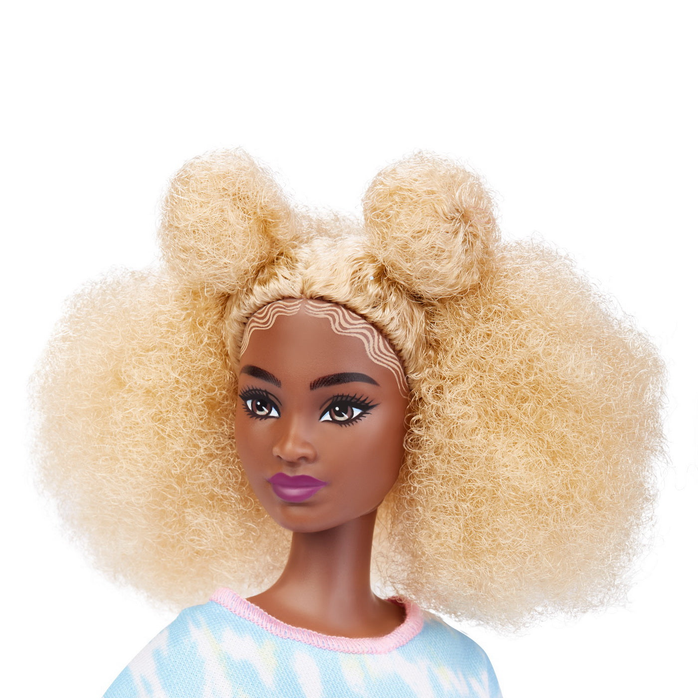 Papusa barbie fashionista cu par afro blond