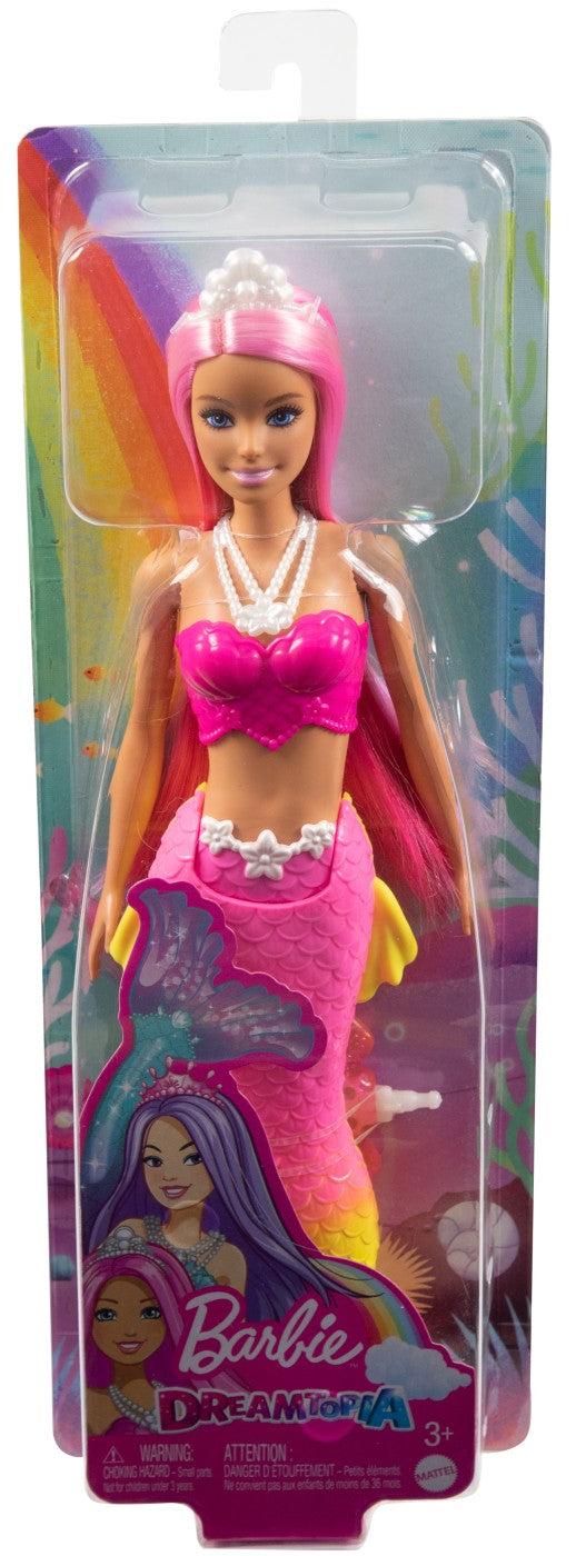 Barbie dreamtopia papusa sirena cu par roz si coada roz