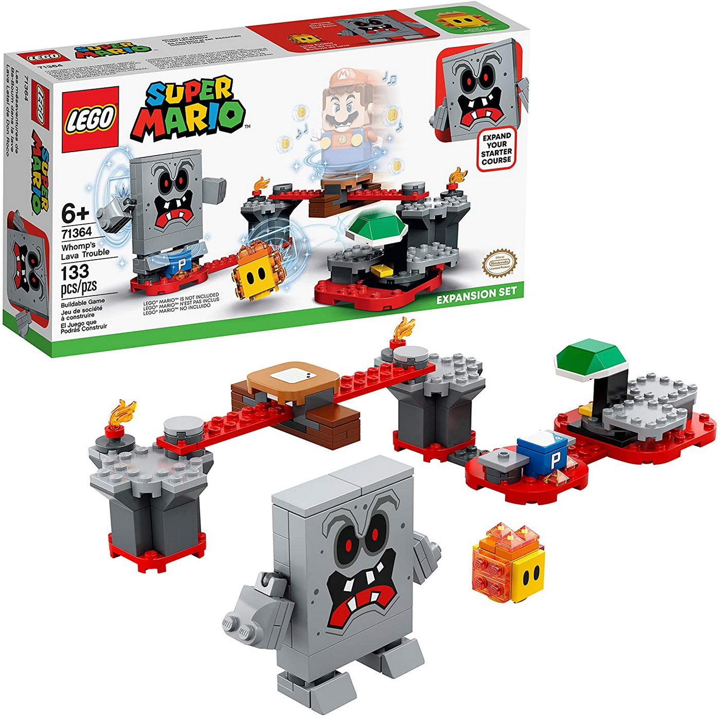 Lego super mario set de extindere pericolul lavei lui whomp 71364