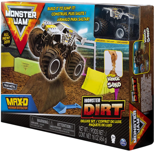 Monster jam set camioneta max-d cu nisip kinetic si accesorii maxfun