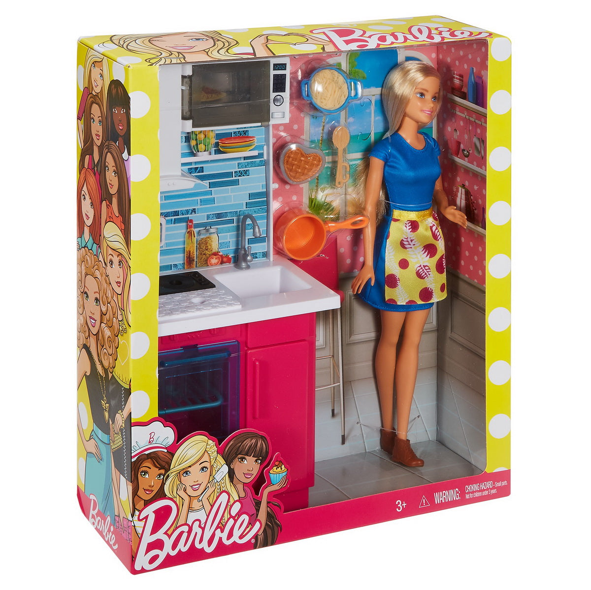 Barbie set bucatarie cu accesorii si papusa