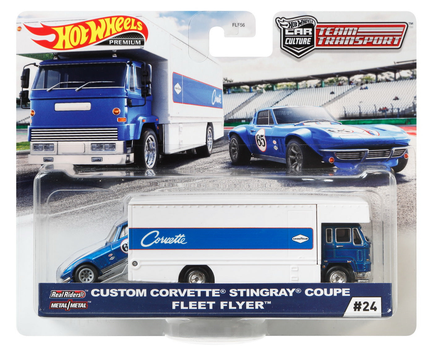 Hot wheels transportator fleet flyer cu masinuta custom corvette stingray coupe scara 1:64