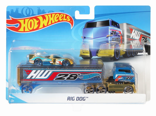 Set camion si masina sport hot wheels rog dog