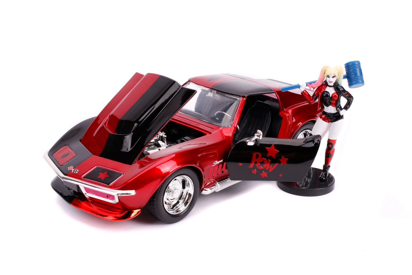 Masinuta din metal harley quinn 1969 chevy corvette scara 1:24