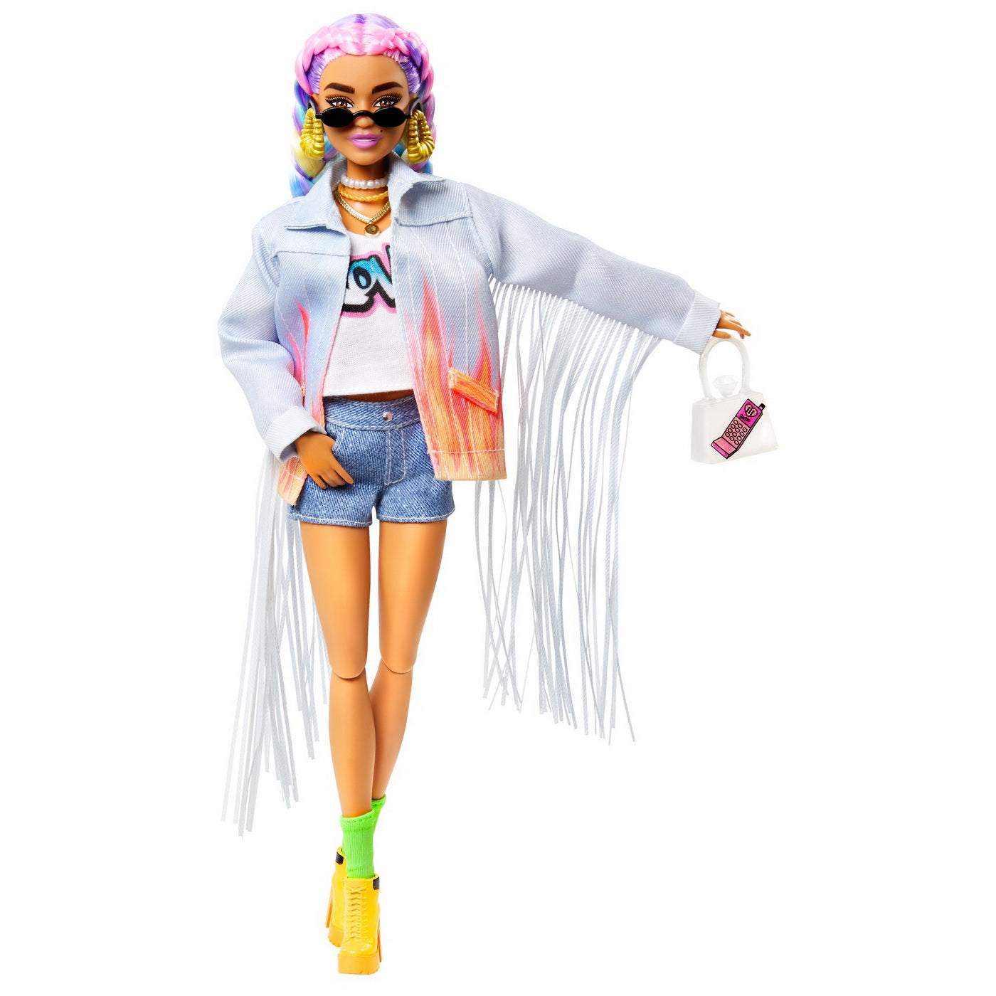 Papusa barbie extra style codite curcubeu