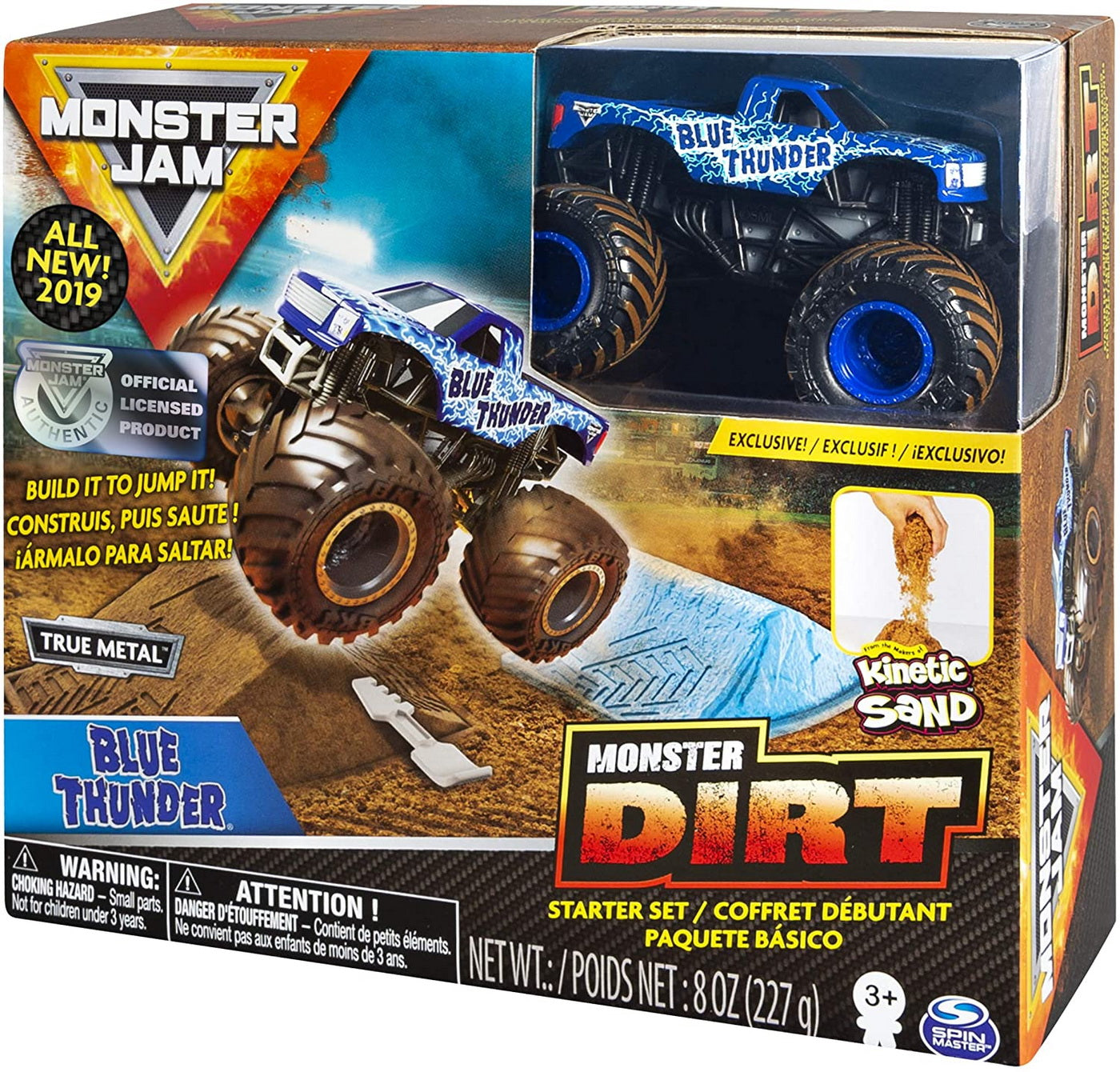 Monster jam set camioneta cu nisip kinetic thunder blue