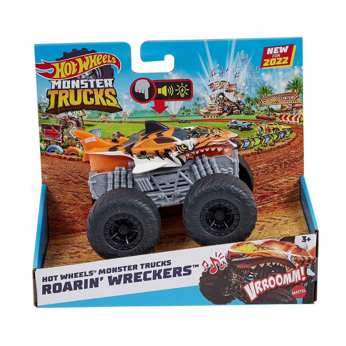 Hot wheels monster truck roarin wreckers tiger shark cu functii si sunete scara  1:43