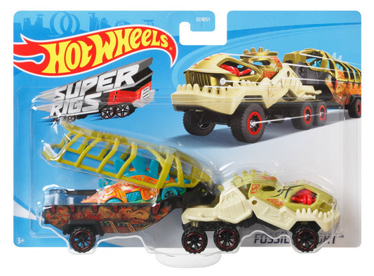 Set camion si masina sport hot wheels fossil night