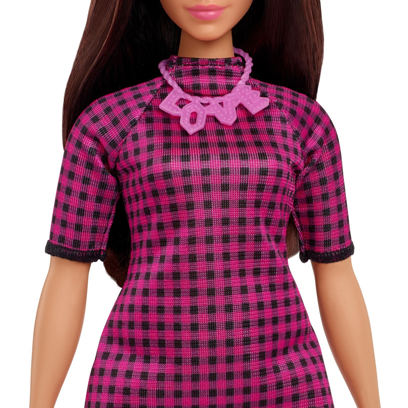 Papusa barbie fashionista satena cu rochie mov