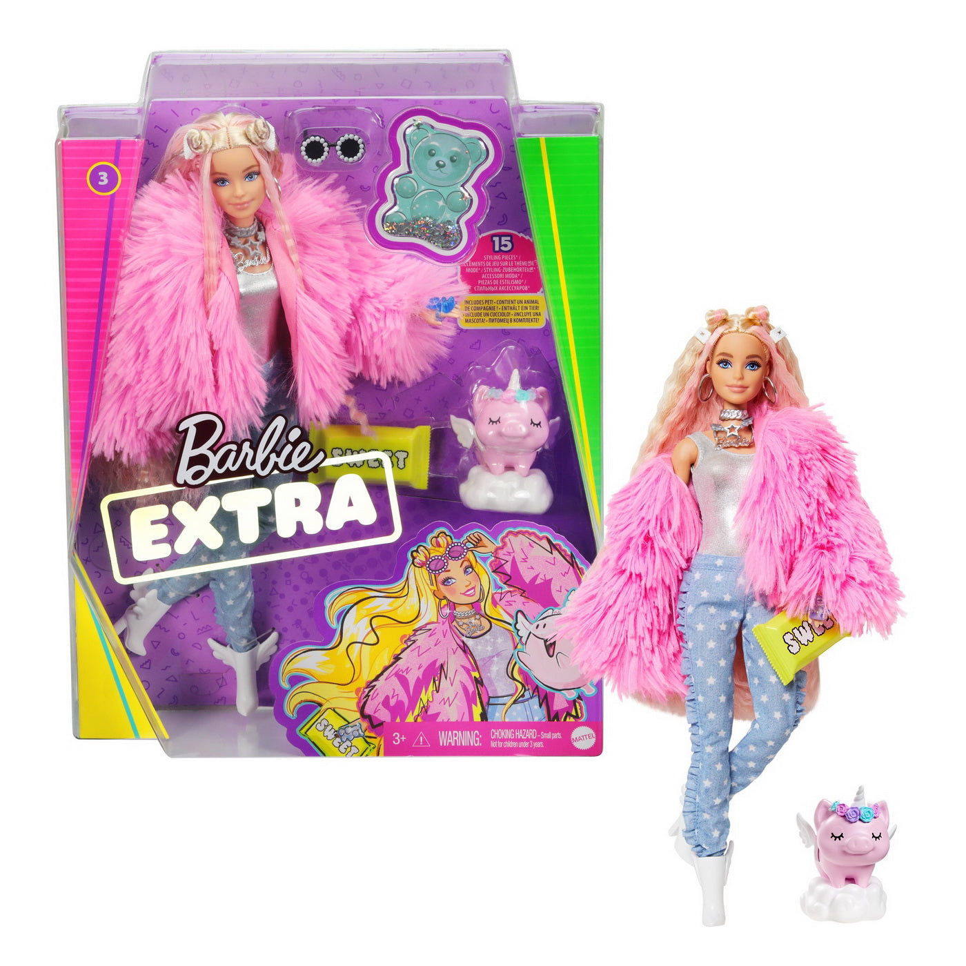 Papusa barbie extra style fluffy pinky