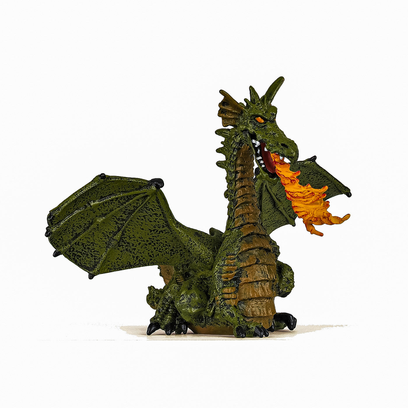 Papo figurina dragon verde inaripat cu flacara