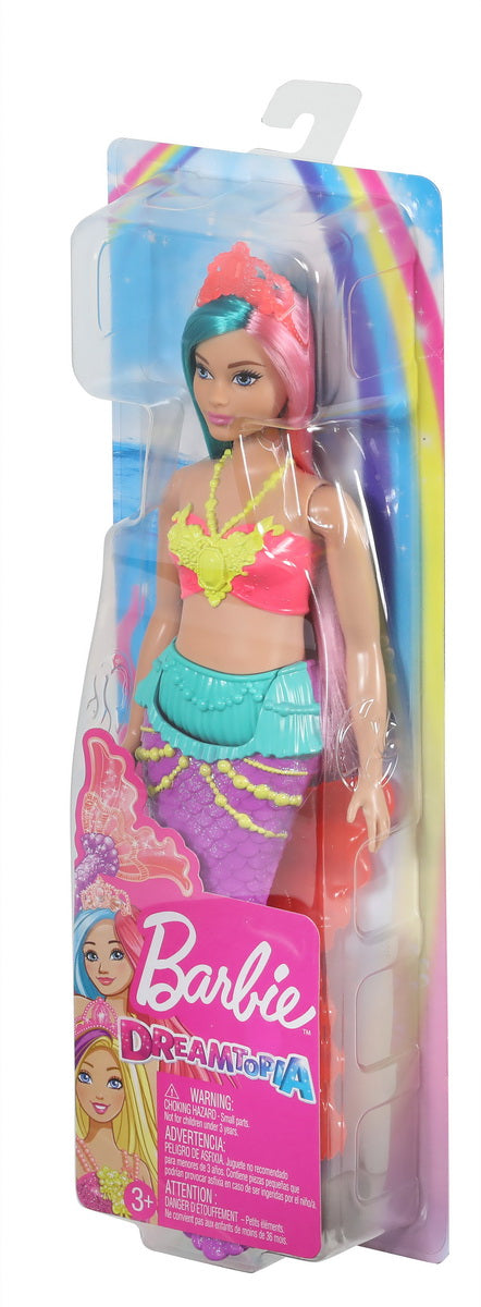 Barbie papusa sirena cu coronita roz deschis