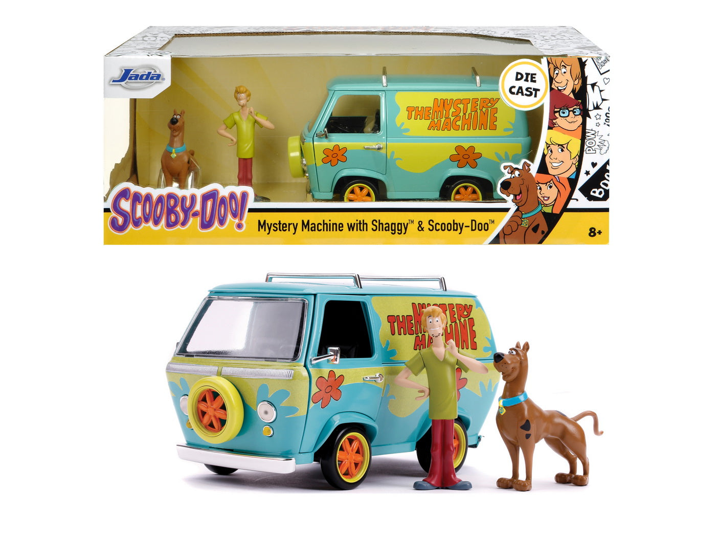 Scooby doo mystery van set format din dubita metalica scara 1:24 si 2 figurine scooby doo si shaggy