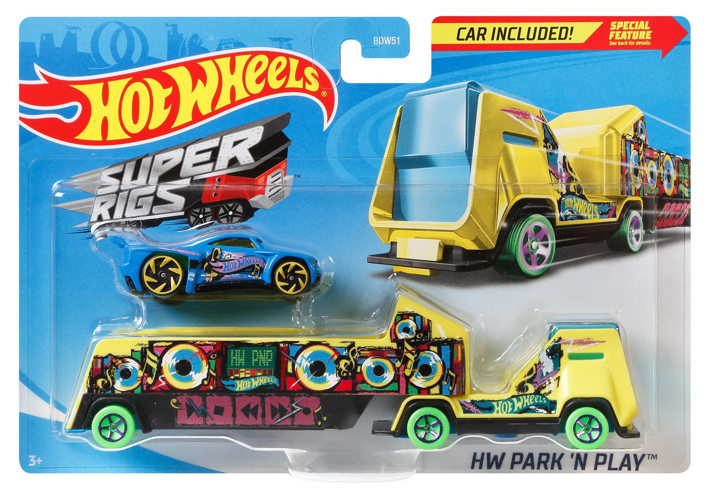 Set camion si masina sport hot wheels park and play