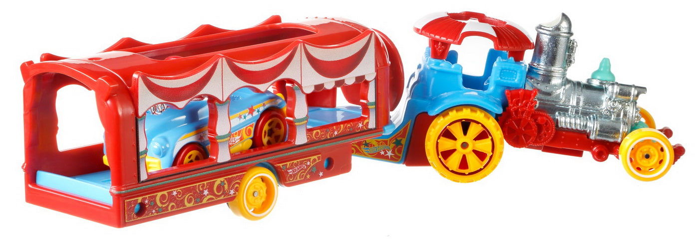 Set camion si masina sport hot wheels carnival steamer