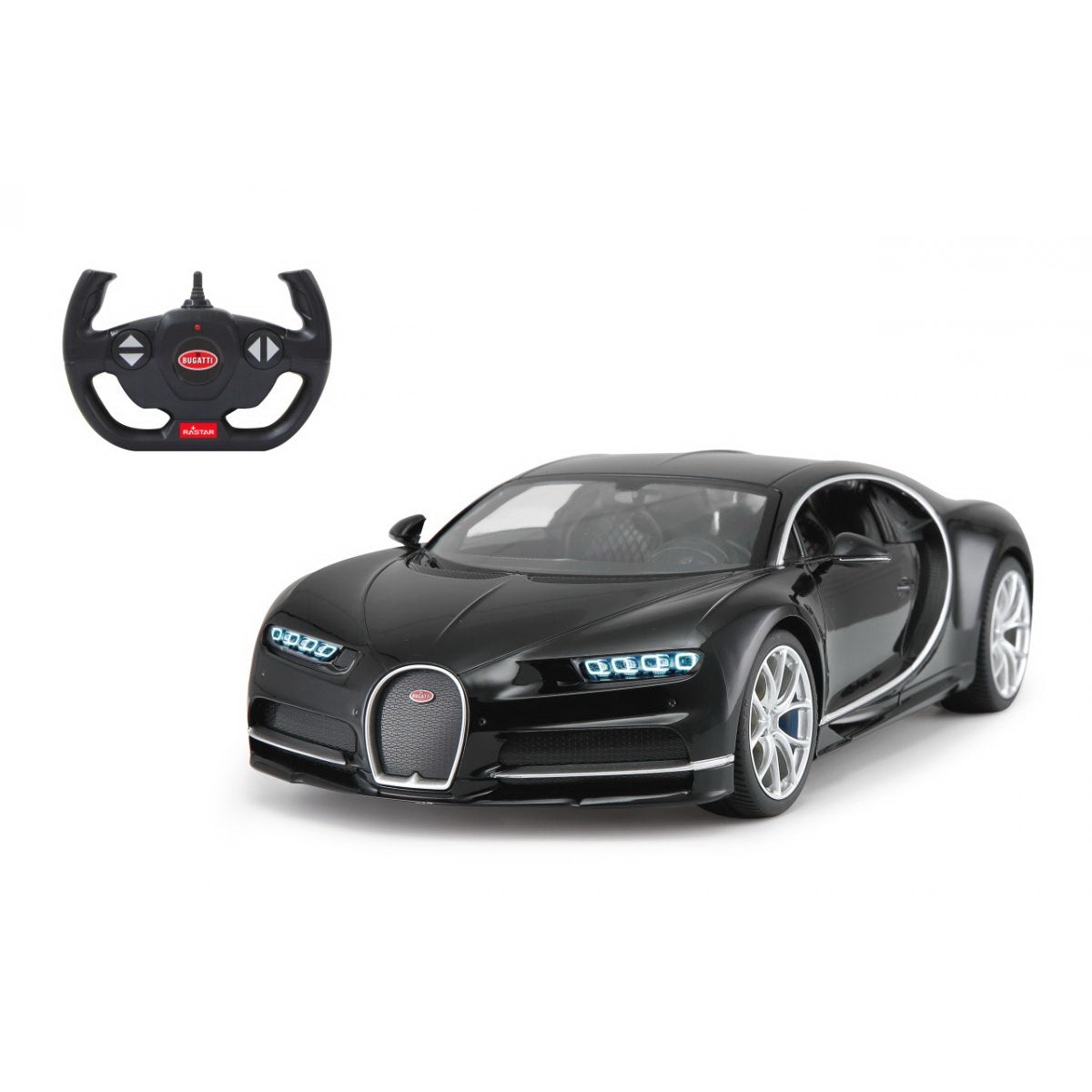 Masina cu telecomanda bugatti chiron negru scara 1 la 14