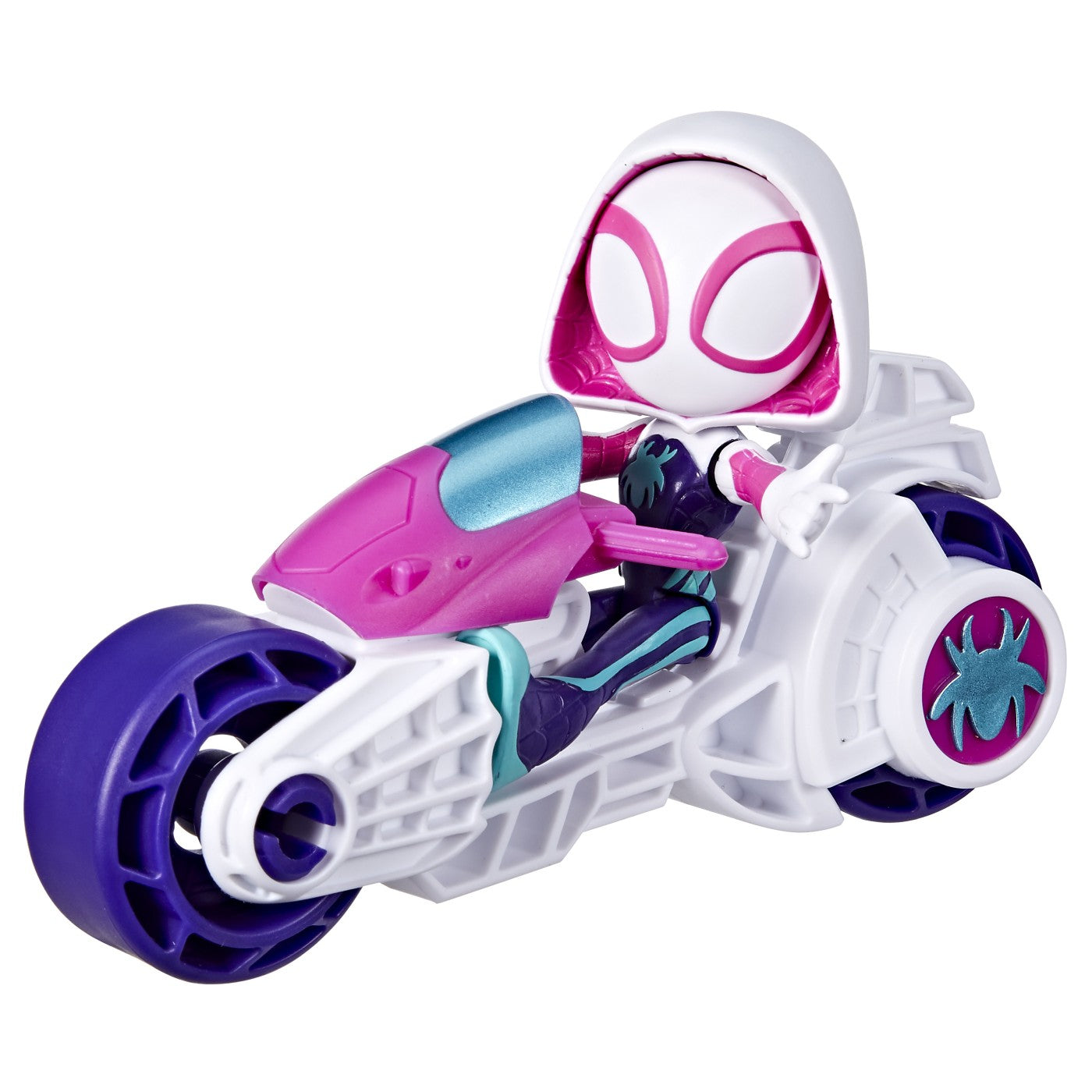 Spidey prietenii extraordinari set motocicleta si figurina ghost spider 10cm