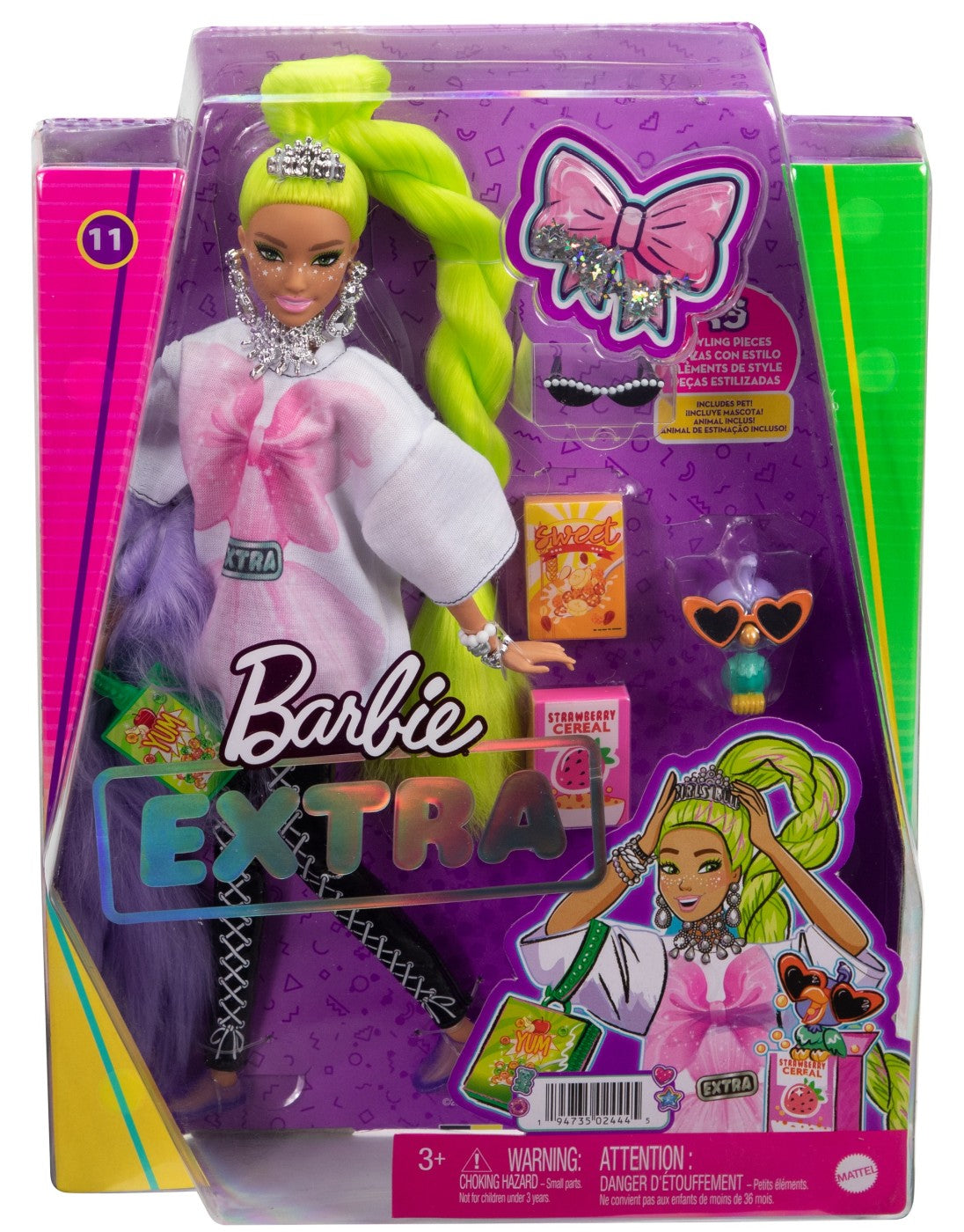 Barbie papusa barbie extra par verde neon