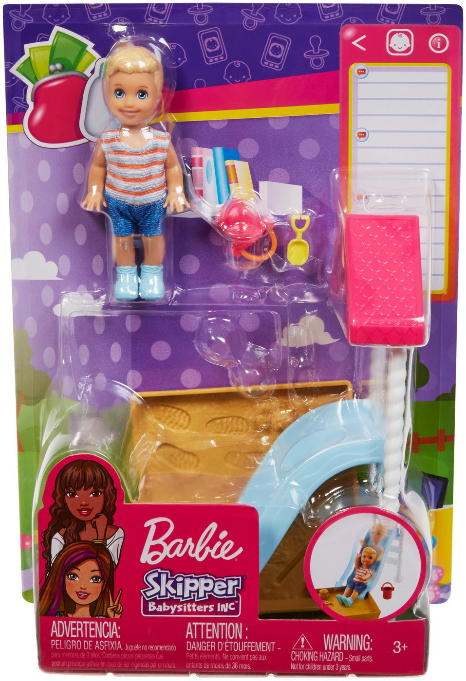 Set barbie skipper babysitters baietel cu loc de joaca