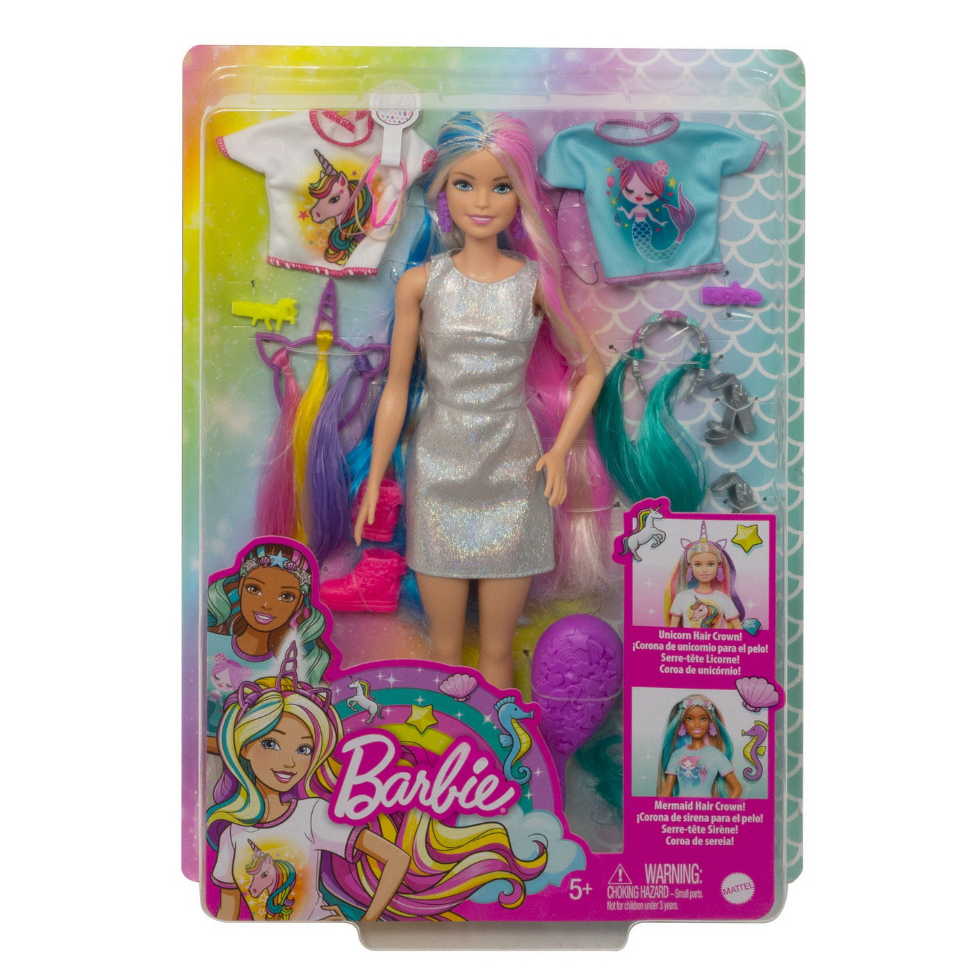 Papusa barbie set de joaca parul stralucitor