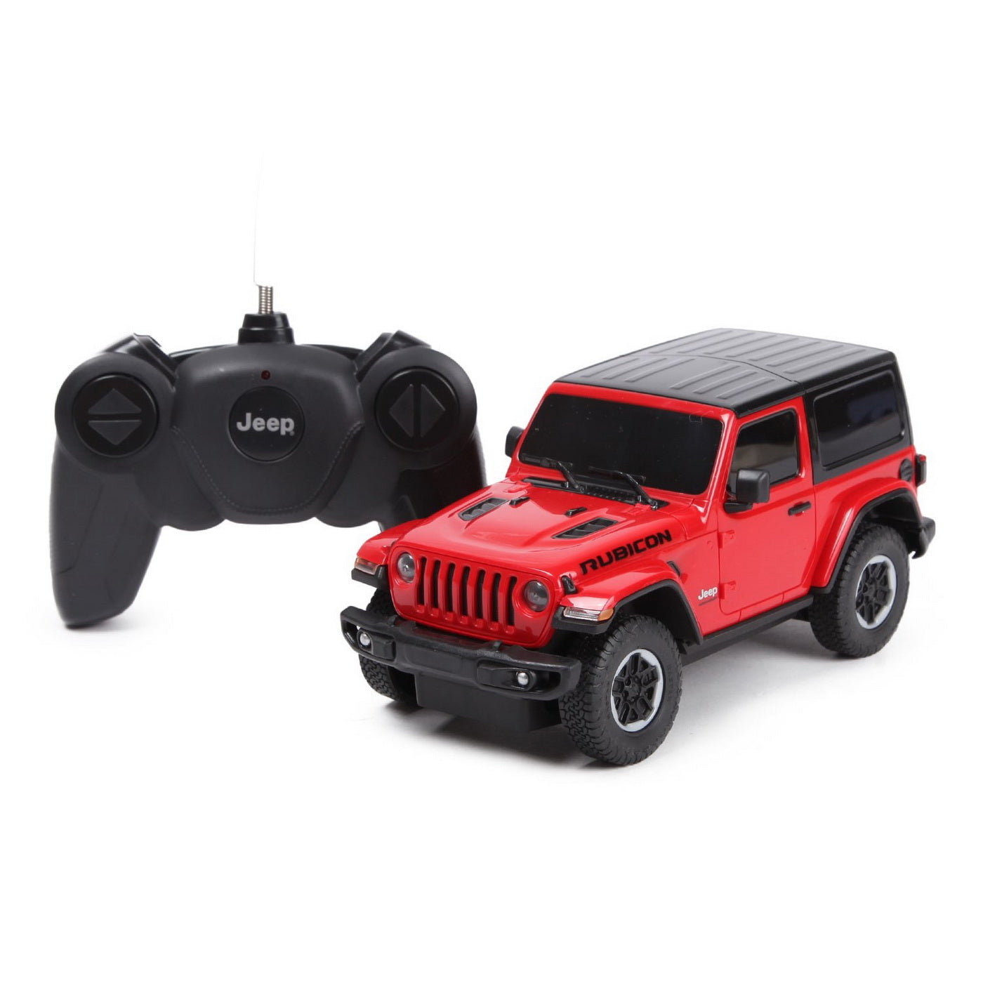 Masina cu telecomanda jeep wrangler jl rosu scara 1 la 24