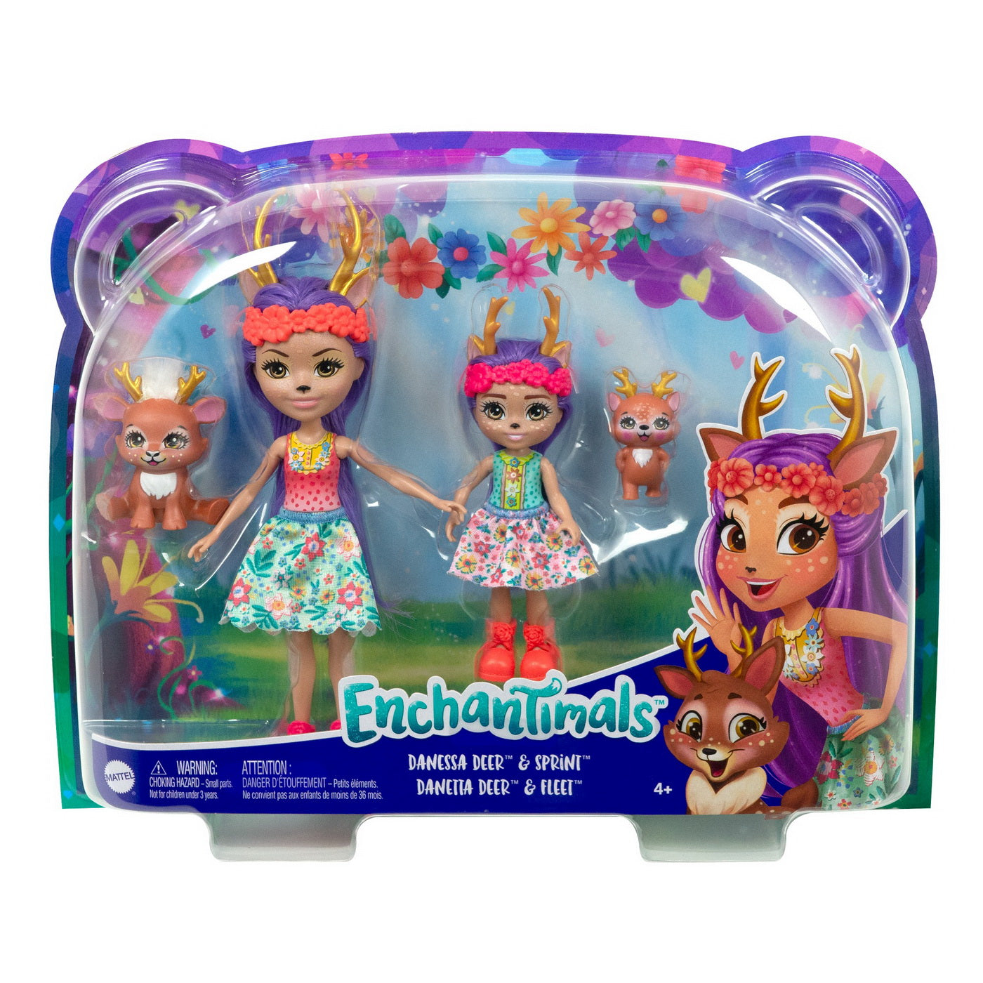 Enchantimals set papusi surori si animalutele lor  danessa deer & sprint si danetta deer & fleet