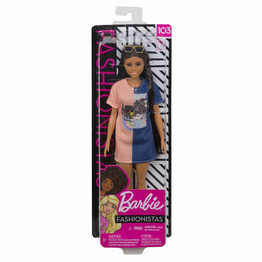 Papusa barbie fashionista bruneta cu par lung