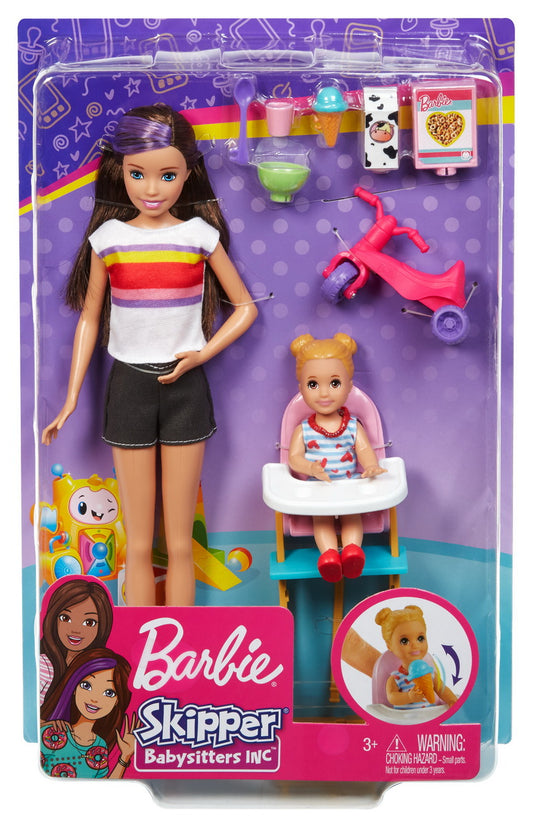 Papusa barbie mamica cu copilas si tricicleta