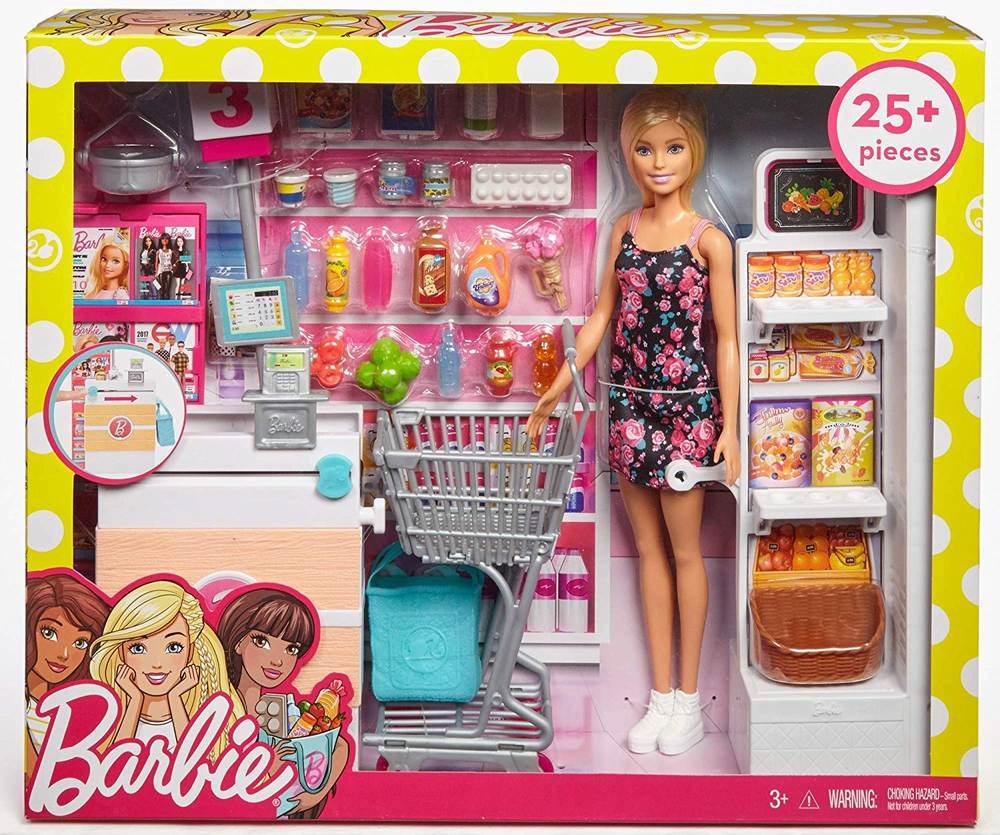 Papusa barbie cu set de joaca supermarket