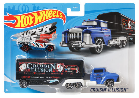 Set camion si masina sport hot wheels cruisin illusion