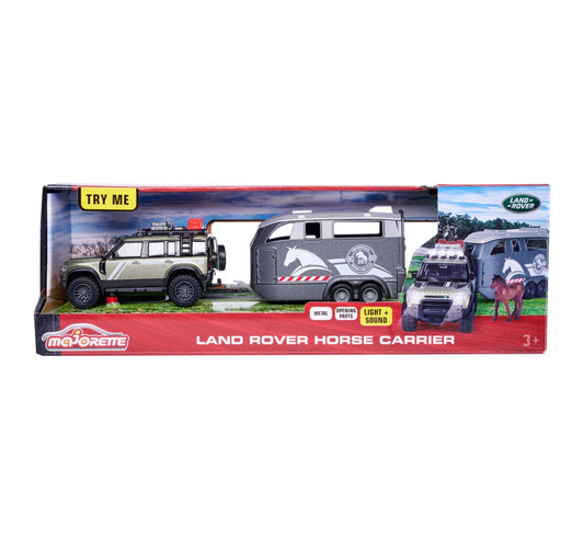 Majorette land rover cu remorca pentru cai