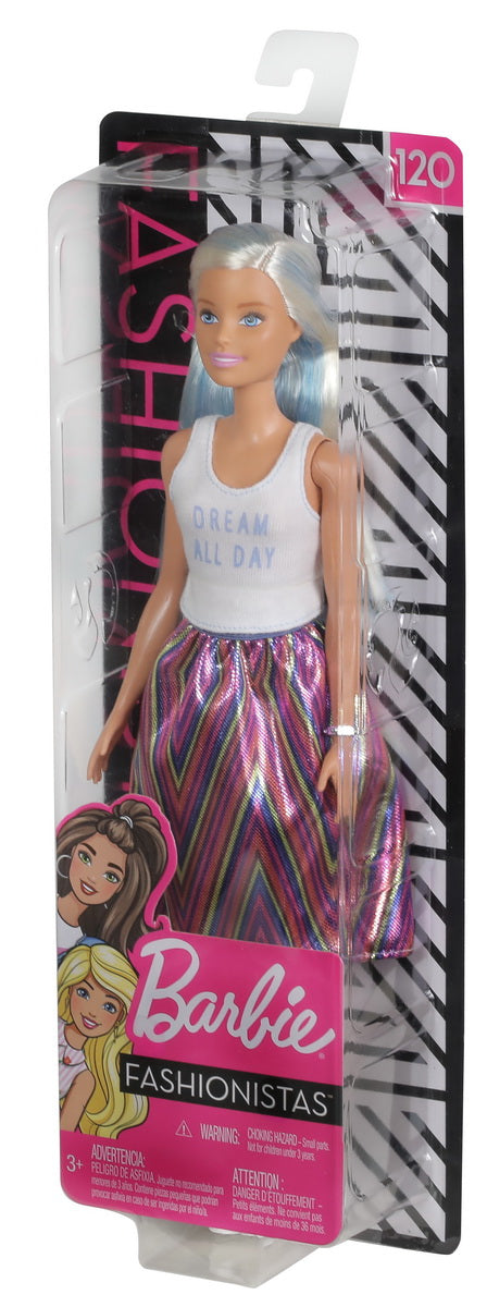 Papusa barbie fashionista cu maieu alb