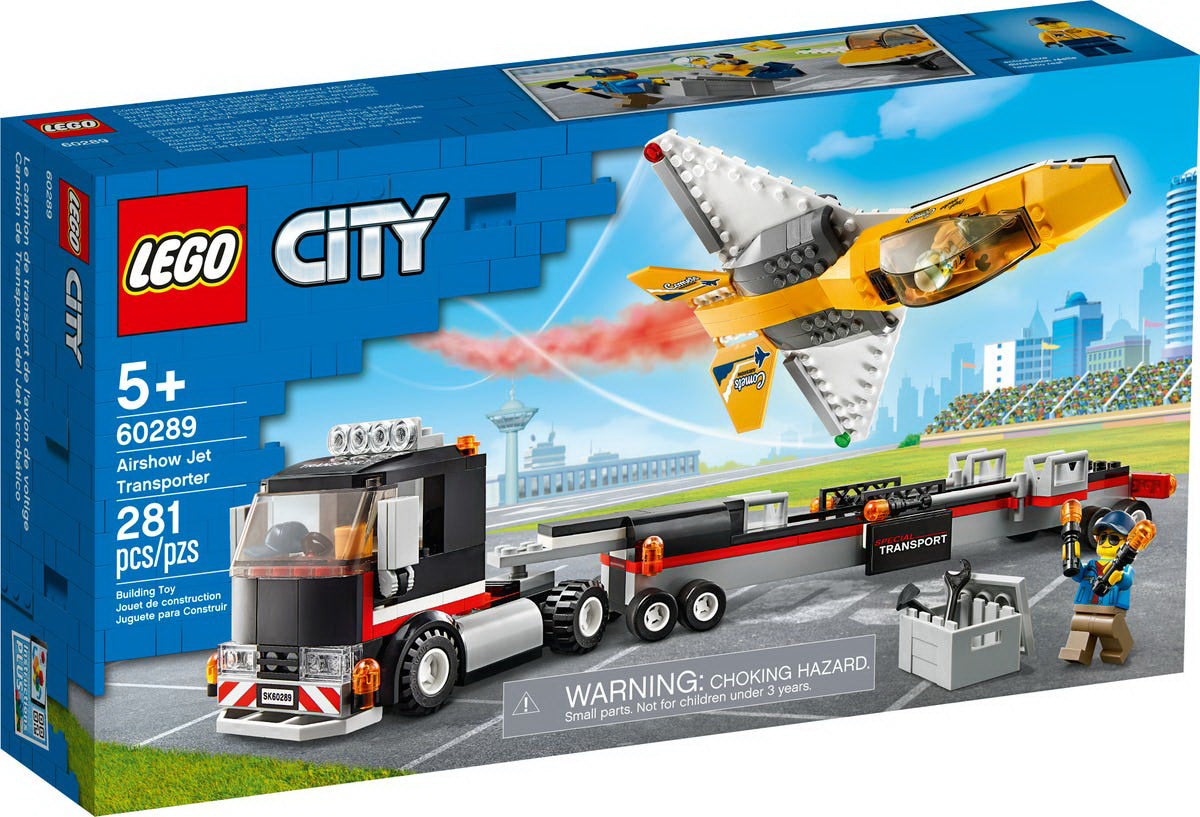 Lego city  transportor de avion cu reactie pentru spectacol aviatic 60289