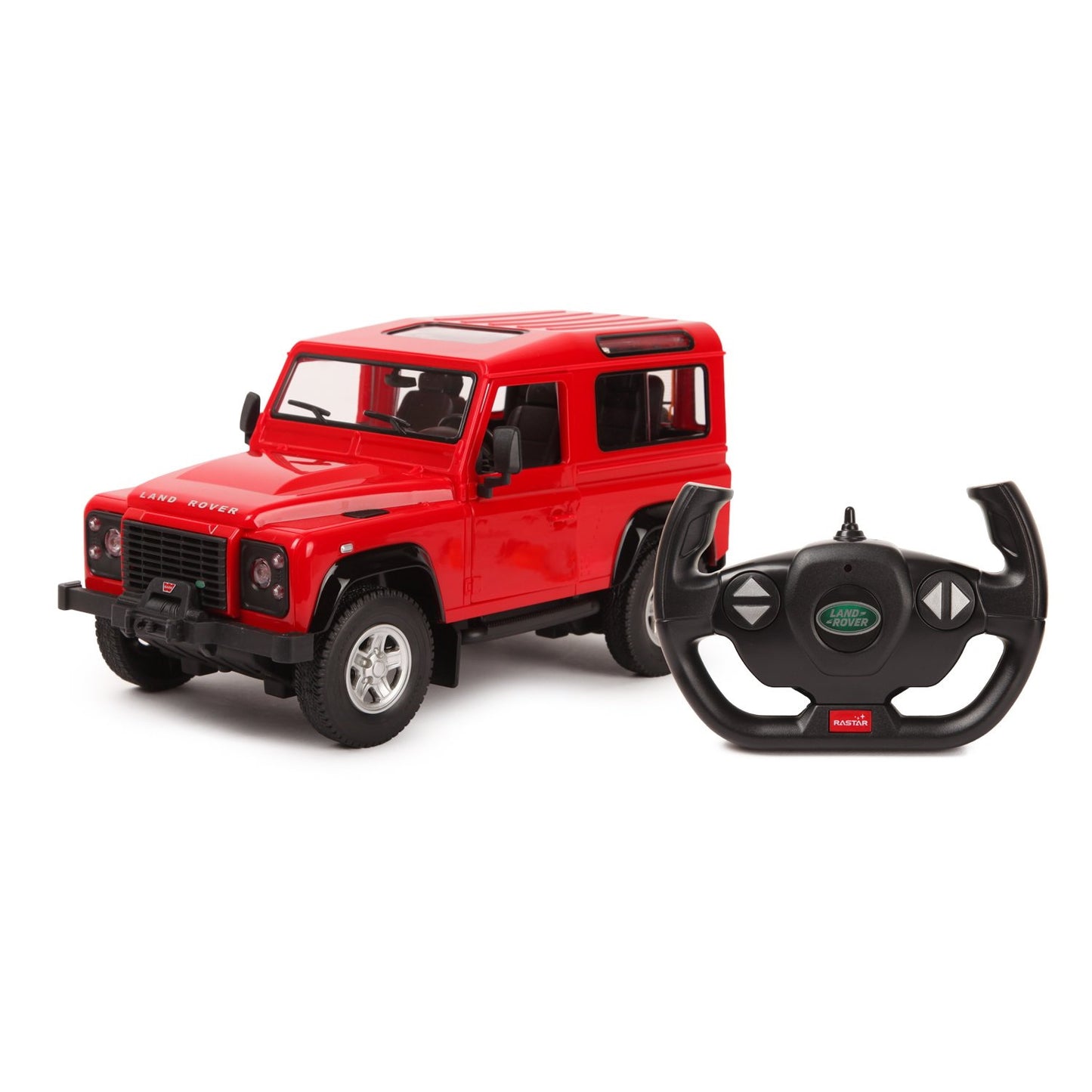 Masina cu telecomanda land rover defender rosu cu scara 1 la 14