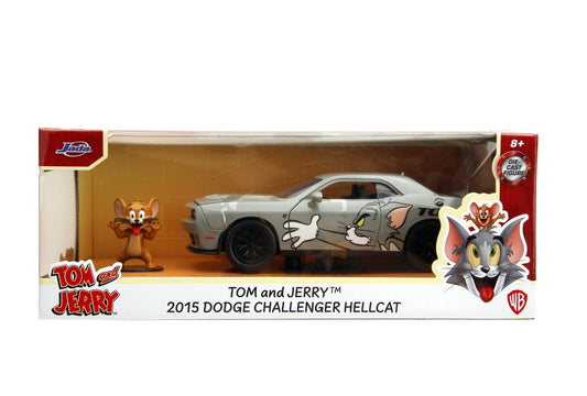 Jada masina metalica dodge challenger hellcat scara 1 la 24 si figurina jerry