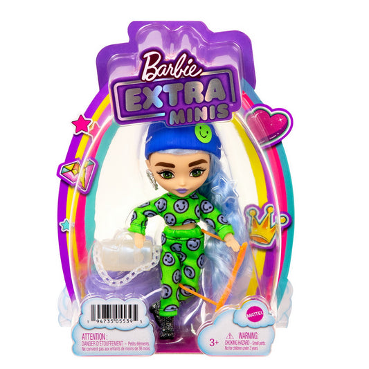 Barbie papusa barbie extra mini cu par albastru