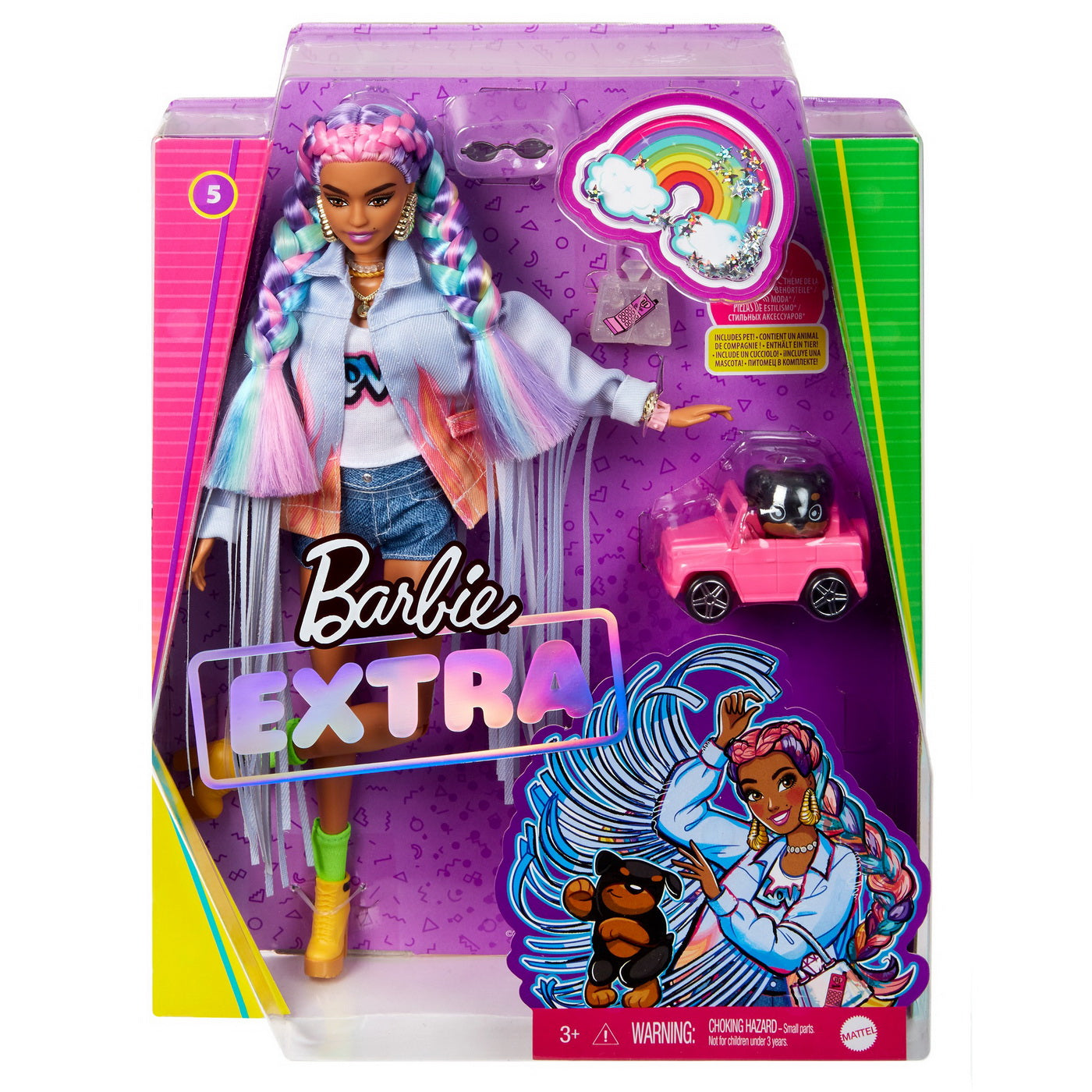 Papusa barbie extra style codite curcubeu