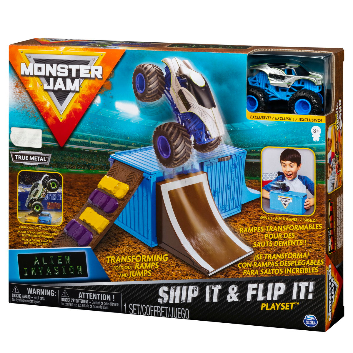 Monster jam set cascadorii in container alien invasion