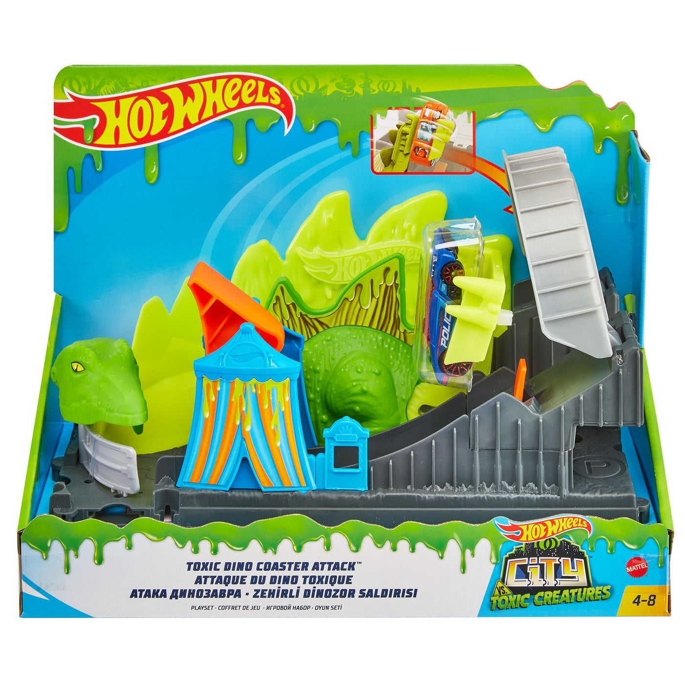 Hot wheels city cursa cu obstacol atacul dino